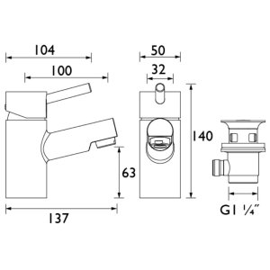 Bristan Prism Basin Mixer With Pop-Up Waste - Chrome (PM BAS C) - main image 2