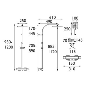 Bristan Quadrato Safe Touch Thermostatic Bar Shower - Chrome (QD SHXDIVCTFF C) - main image 2