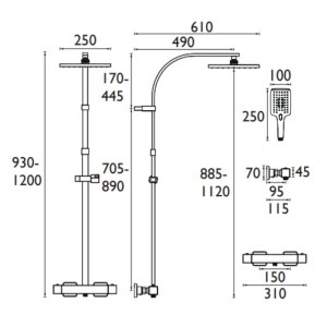 Bristan Qubo Dual Thermostatic Bar Mixer Shower With Rigid Riser - Chrome (QB SHXDIVCTFF C) - main image 2