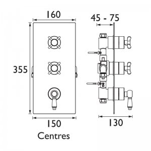 Bristan Renaissance 2 recessed dual control shower with twin stopcocks (RS2 SHC3STP) - main image 2