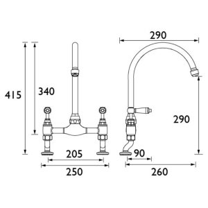 Bristan Renaissance Bridge Mixer - Chrome (RS DSM C) - main image 2