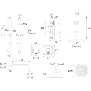 Bristan Renaissance Shower Pack With Fixed Head & Kit (RENAISSANCE 2 SHWR PK) - main image 2