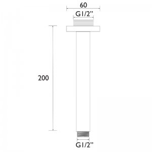 Bristan Round Ceiling Fed Shower Arm - 200mm - Chrome (ARM CFRD02 C) - main image 2