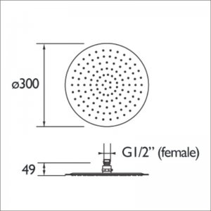 Bristan Round Slimline Fixed Head - 300mm - Chrome (FH SLRD03 C) - main image 2
