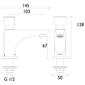 Bristan Single Pillar Basin Timed Flow Tap - Chrome (Z2 DUS 1/2 C) - main image 2