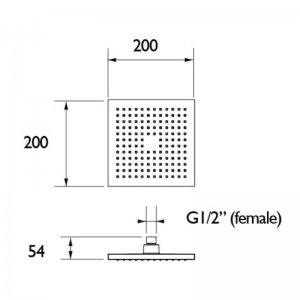 Bristan Square ABS Fixed Head - 200mm - Chrome (FHC ABSQ01 C) - main image 2