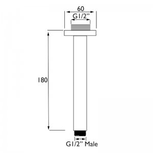 Bristan Square Ceiling Fed Shower Arm - 200mm - Chrome (ARM CFSQ02 C) - main image 2