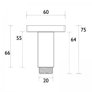 Bristan Square Ceiling Fed Shower Arm - 75mm - Chrome (ARM CFSQ01 C) - main image 2