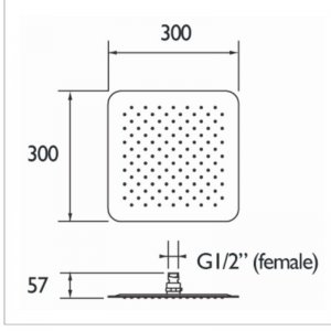 Bristan Square Slimline Fixed Head - 300mm - Stainless Steel (FH SLSQ03 C) - main image 2