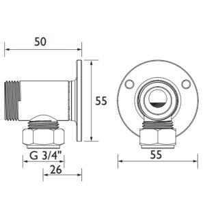Bristan Surface Mounted Pipework Fittings - Chrome Plated (WMNT4 C) - main image 2