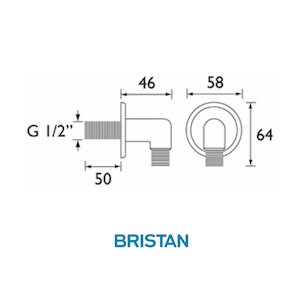 Bristan 1/2" wall outlet assembly - chrome (WO5 C) - main image 2