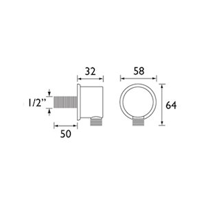 Bristan cylindrical 1/2" wall outlet assembly - chrome (WO4 C) - main image 2