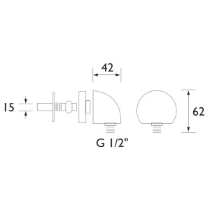 Bristan fast-fix 1/2" wall outlet assembly - chrome (WO1 C) - main image 2