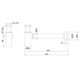 Burlington Flat Bottom Basin Bottle Trap - Chrome (W13) - main image 2
