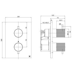 Crosswater Crossbox MPRO Dual Outlet Mixer Shower Valve - Brushed Brass (PROCB1500RF_F) - main image 2