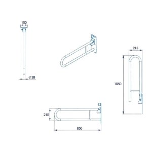 Croydex 850mm Fold Away Hand Rail - Blue (AP502834) - main image 2