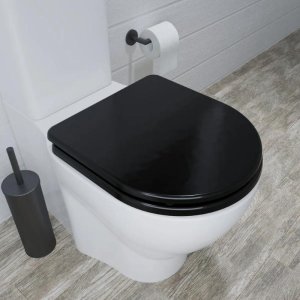 Croydex Iseo Flexi-Fix Wood Toilet Seat - Black (WL610321H) - main image 2