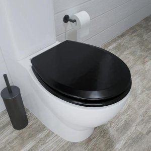 Croydex Lene Flexi-Fix Wood Toilet Seat - Black (WL601121H) - main image 2