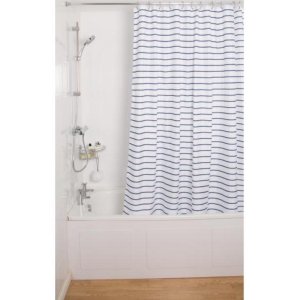 Croydex Navy Pinstripe Textile Shower Curtain (AF290334H) - main image 2