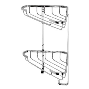 Croydex Stainless Steel Small Two Tier Corner Basket - Chrome (QM390841) - main image 2