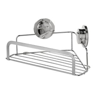 Croydex Stick 'N' Lock Corner Basket - Chrome (QM295941) - main image 2