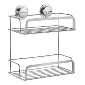 Croydex Stick 'N' Lock Two Tier Cosmetic Basket - Chrome (QM290541) - main image 2