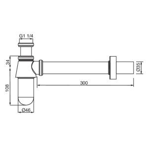 Deva 1.25" Bottle Trap With Wall Extension - Chrome (TCP625) - main image 2