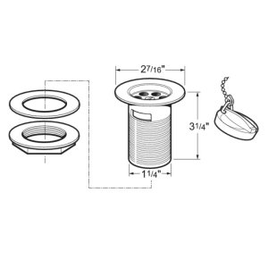 Deva 1.25" Slotted Basin Waste With Poly Plug & Chain - Chrome (DW300) - main image 2