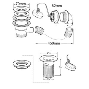 Deva Basin & Bath Waste Pack - Gold (WST27/501) - main image 2