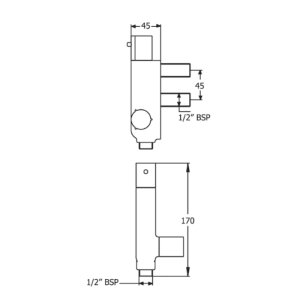 Deva Vertical L Shaped Caravan/Motorhome Bar Shower Valve - Chrome (VVERT01) - main image 2