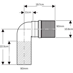 Geberit HDPE Connection Bend 90 Degree With Leakage Indicator Connection (367.997.16.1) - main image 2