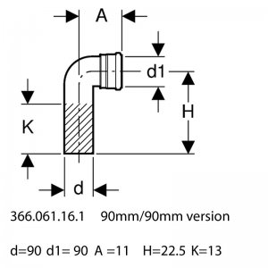 Geberit HDPE connection bend 90° for wall-hung WC (366.061.16.1) - main image 2