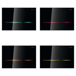 Geberit Sigma80 Electronic Touchless Dual Flush Plate - Mains Operation - Black / Glass (116.092.SG.6) - main image 2