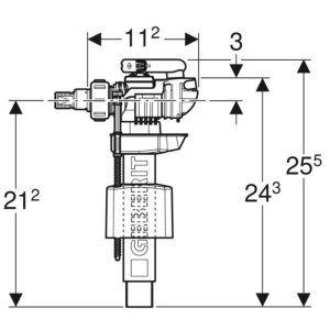 Geberit Type 380AG Fill Valve - 3/8" Brass Nipple Connection - Side Connection (244.510.00.1) - main image 2