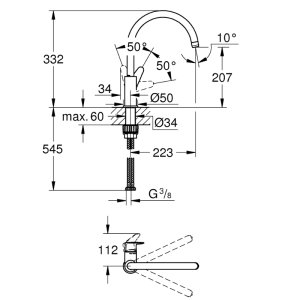 Grohe BauCurve Single Lever Sink Mixer Tap - Chrome (31536001) - main image 2