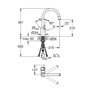 Grohe Concetto Pull Out Kitchen Tap 1/2" - Supersteel (32663DC1) - main image 2