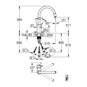 Grohe Concetto Single Lever Sink Mixer - Chrome (31212003) - main image 2