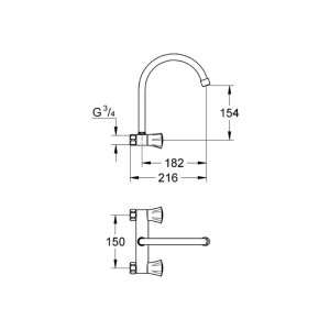 Grohe Costa L Wall Sink Mixer - Chrome (31186001) - main image 2