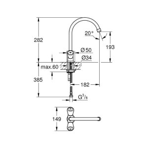 Grohe Costa S Sink Mixer - Chrome (31067001) - main image 2