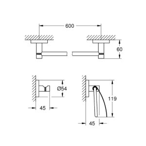 Grohe Essentials 3-in-1 Guest Bathroom Accessories Set - Brushed Nickel (40775EN1) - main image 2