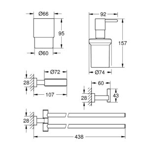 Grohe Essentials Cube 4-in-1 Bathroom Accessories Set - Chrome (40847001) - main image 2