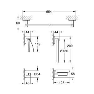 Grohe Essentials Master Bathroom Accessories Set 5-in-1 - Supersteel (40344DC1) - main image 2