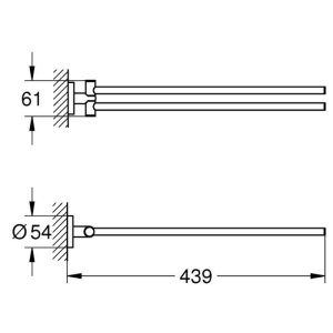 Grohe Essentials Towel Bar - Pivotable - Hard Graphite (40371A01) - main image 2