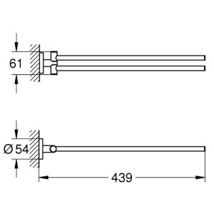 Grohe Essentials Towel Bar - Pivotable - Supersteel (40371DC1) - main image 2