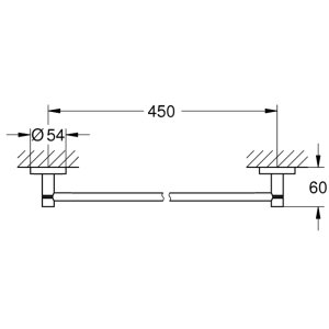 Grohe Essentials Towel Rail - 450mm - Polished Nickel (40688BE1) - main image 2