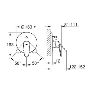 Grohe Eurodisc Cosmopolitan Single Lever Bath Mixer Trim - Chrome (19548002) - main image 2