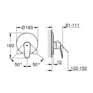 Grohe Eurodisc Cosmopolitan Single Lever Shower Mixer Trim - Chrome (19549002) - main image 2