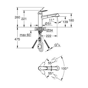 Grohe Eurodisc Cosmopolitan Single Lever Sink Mixer - Chrome (32257002) - main image 2