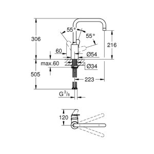 Grohe Eurodisc Cosmopolitan Single Lever Sink Mixer - Chrome (32259002) - main image 2