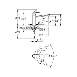 Grohe Eurosmart Cosmopolitan Single Lever Sink Mixer - Supersteel (30193DC0) - main image 2